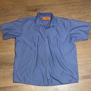 Vintage Red Kap Blue Striped Men's Work Wear Shirt